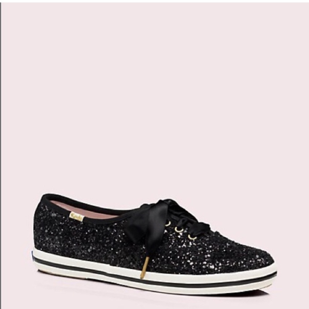 Kate Spade Keds Sneakers Shoes Glitter Sparkle Low Top Lace Up Party Dressy Work